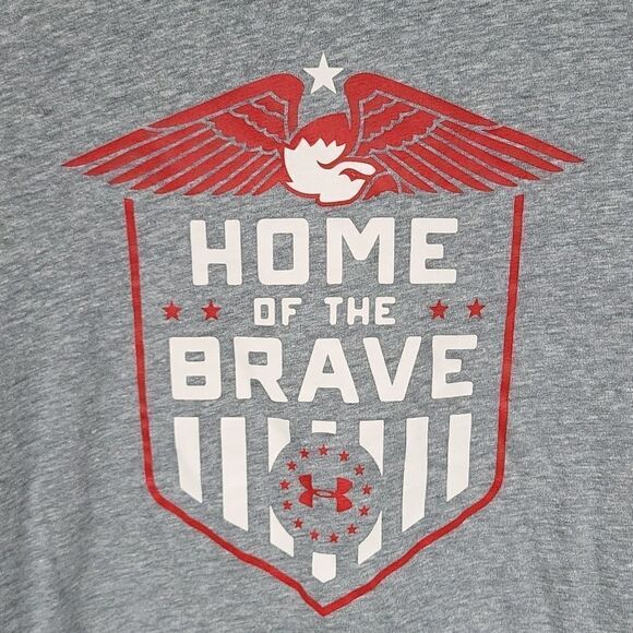 Under Armour Small Home of the Brave Gray Patriotic Tee Loose HeatGear T-shirt - Picture 3 of 6